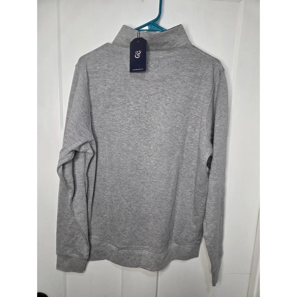 Collars & Co Mens Heather Grey Quarter Zip Pullover Sweater Mock Neck Medium NWT